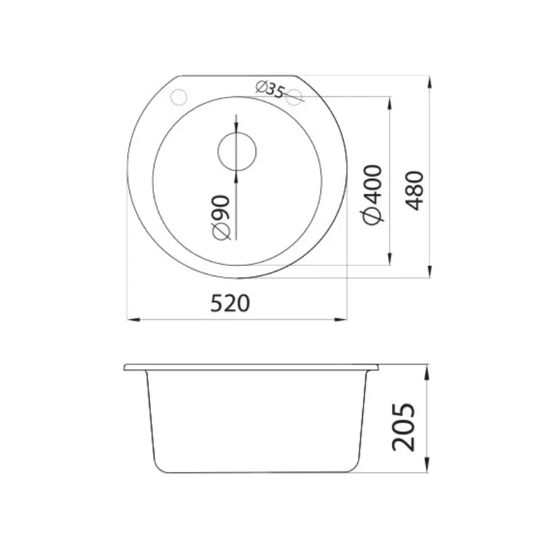 Metalac xOmega granitna sudopera 52x48 cm crna 177009