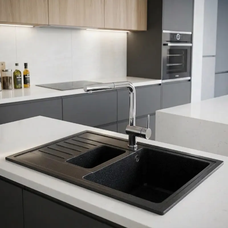 Metalac xQuadro Plus 1.5D granitna sudopera 78x50 cm crna 158549