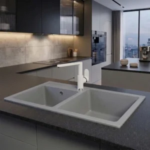 Metalac xQuadro Plus 2D granitna sudopera 78x50 cm grafit 372989