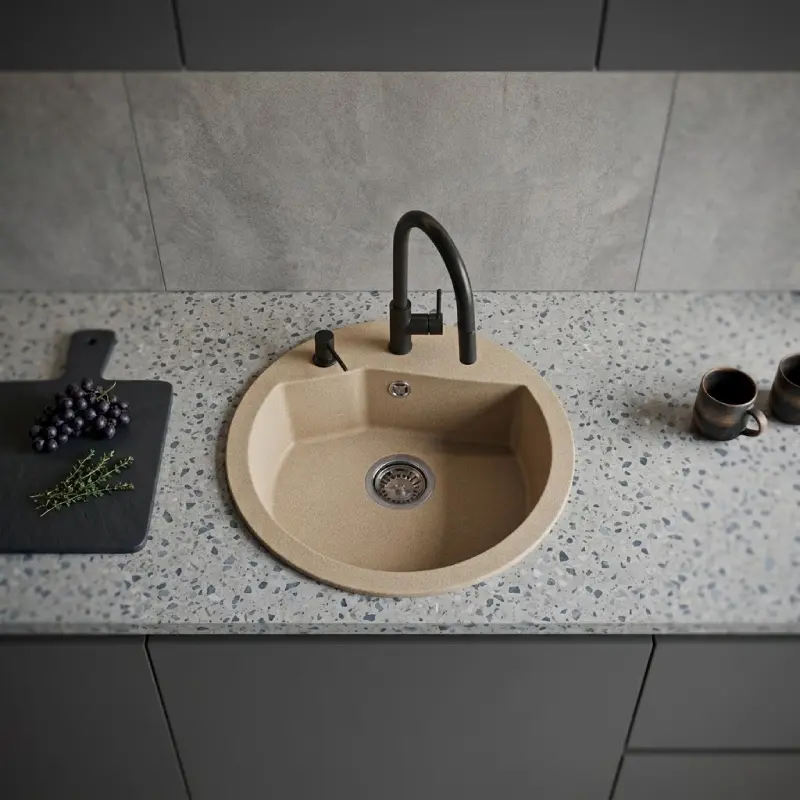 Metalac xVesta granitna sudopera Ø52 cm šampanj 188619
