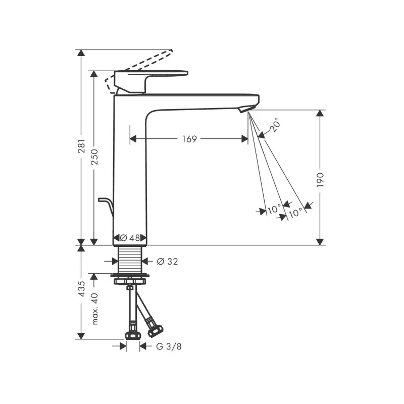 Hansgrohe Vernis Blend slavina za lavabo visoka 190 hrom (71552000) - Slika 2