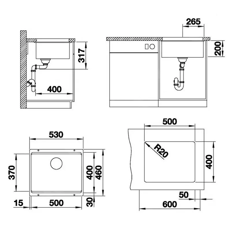 Blanco Etagon 500-U granitna podgradna sudopera kafa 53x46 cm (522236) - Slika 2