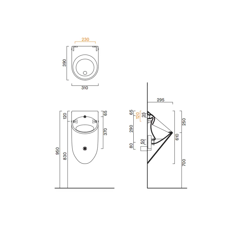 Catalano Comfort 61 zidni pisoar beli sjaj (C-0932611001) - Slika 2