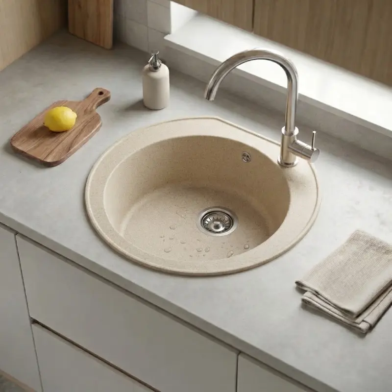 Metalac xOmega granitna sudopera 52x48 cm šampanj 176997